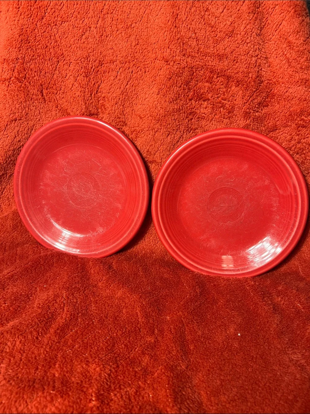 Fiestaware Bright Red Ceramic 7” Salad/Dessert Plates - Set of 2